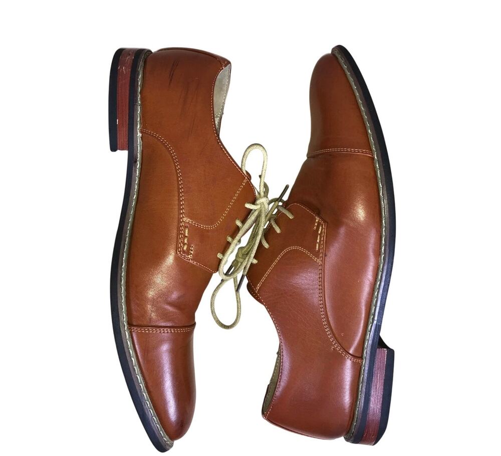 Bruno Marc New York Dress Shoes Men’s Size 12W Brown Faux Leather Oxford Loafer